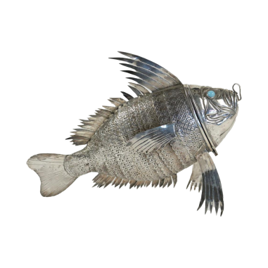 Monumental Poisson "Carpe " en argent massif