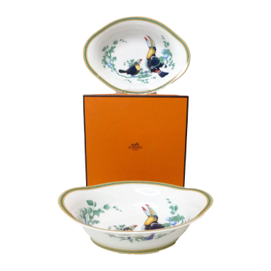 Hermes "Les TOUCANS" : Pair of bread baskets