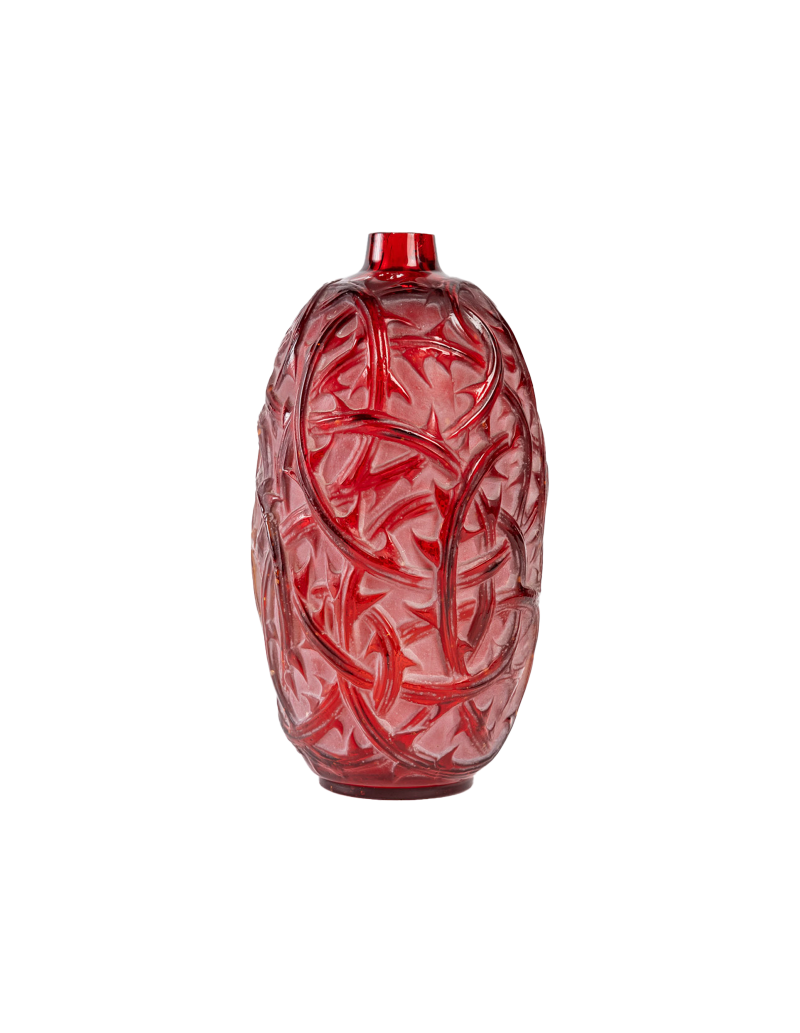 René Lalique: 1921 “Ronce” vase tinted red