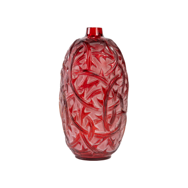 René Lalique: 1921 “Ronce” vase tinted red