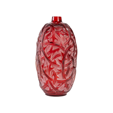 René Lalique : 1921 Vase « Ronce » teinté rouge