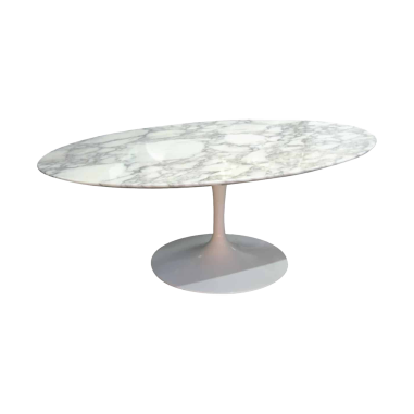 Eero Saarinen & Knoll International - "Tulip" Oval Marble Coffee Table 105.5 x 68.5cm