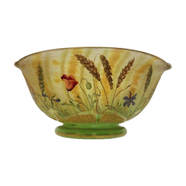 DAUM enamel bowl wheat and poppies circa 1910