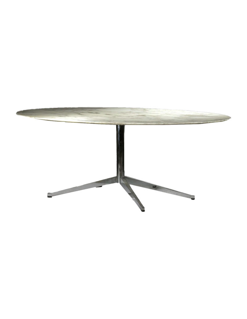 Florence KNOLL (1917-2019) : Table de salle à manger à plateau ovalisé
