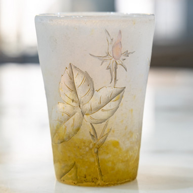 Daum pink enamel vase and bee