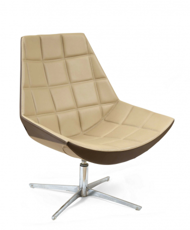 KASTEL : "Kayak" Swivel Leather Armchair