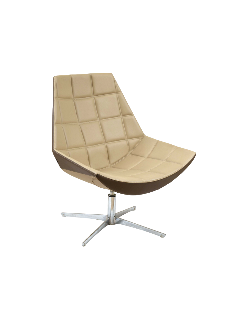 KASTEL : "Kayak" Swivel Leather Armchair