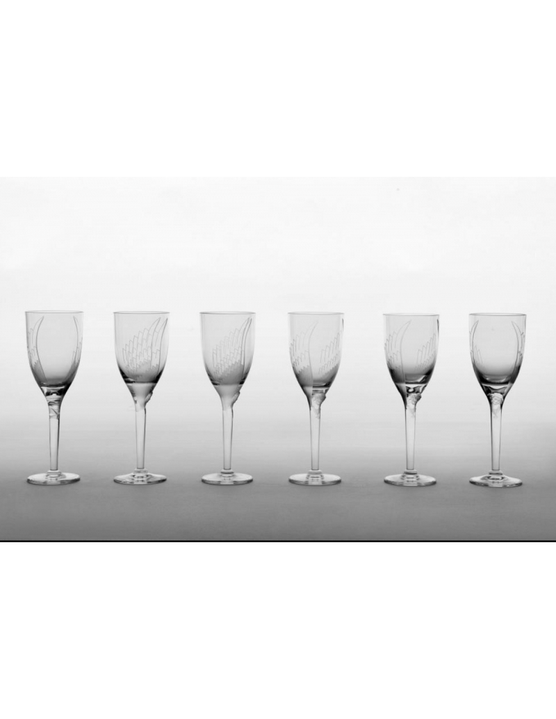 Marc Lalique: 6 Champagne Flutes, "Angel" model in Crystal