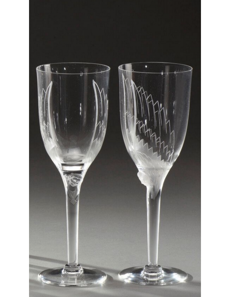 Marc Lalique : Deux flûtes à champagne " Ange " en Cristal