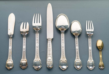 TÉTARD : Silver cutlery set model...