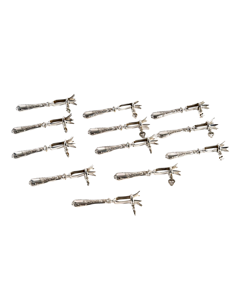 12 Silver Chop Handles, 1880