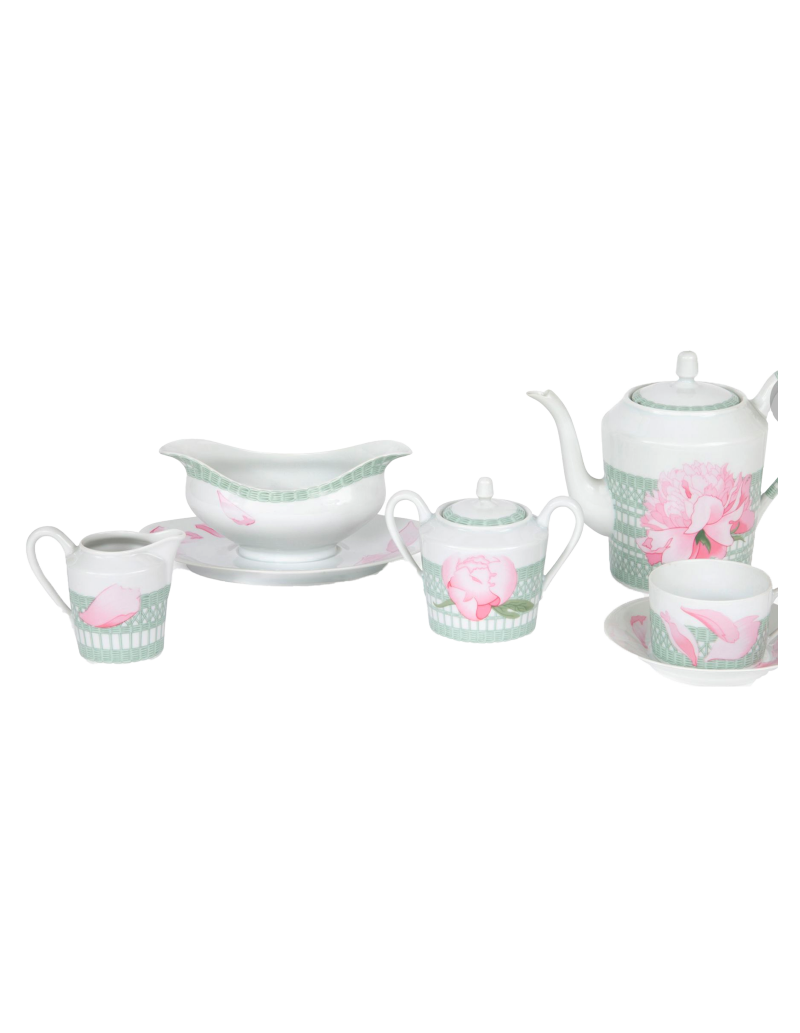 Hermes Paris "Peonies" Service 35 pieces