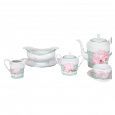 Hermes Paris "Peonies" Service 35 pieces