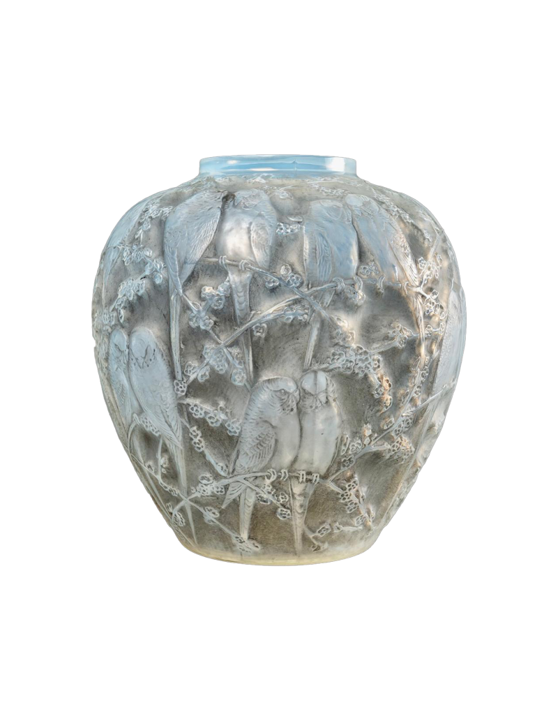 René Lalique : Vase Perruches Opalescent
