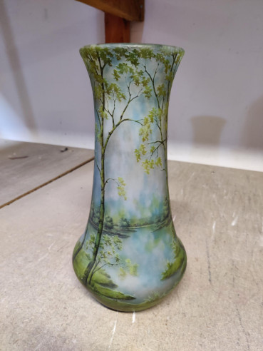 Daum Nancy: “Spring” Lake Landscape Vase