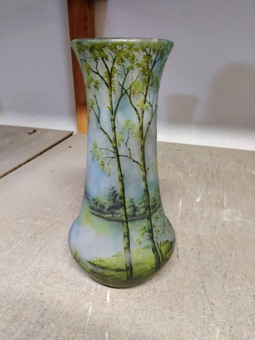 Daum Nancy: “Spring” Lake Landscape Vase