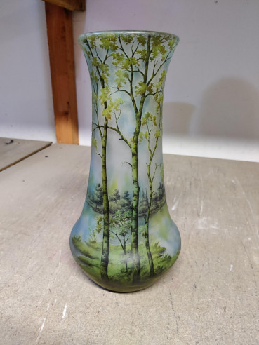 Daum Nancy: “Spring” Lake Landscape Vase