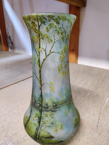 Daum Nancy : Vase Paysage Lacustre «...