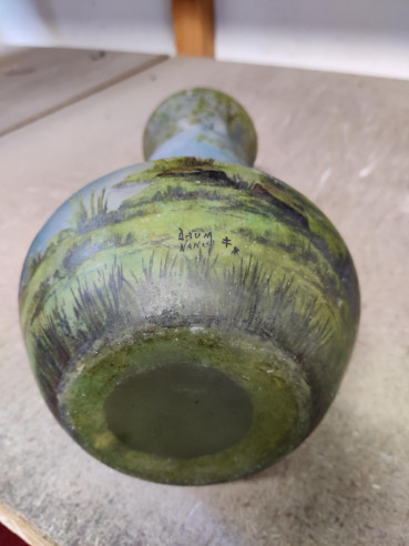 Daum Nancy: “Spring” Lake Landscape Vase