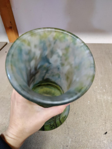 Daum Nancy: “Spring” Lake Landscape Vase