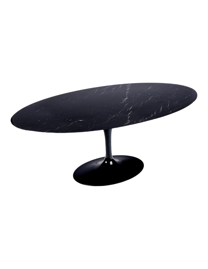 Saarinen & Knoll International: Table "tulipe", marbre marquina et rilsan noir