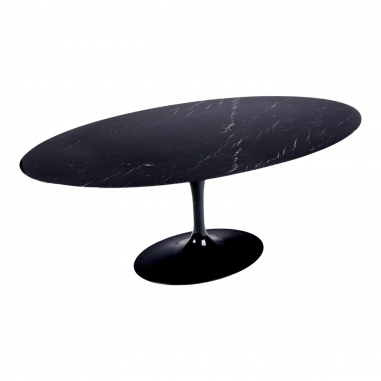 Saarinen & Knoll International: Table "tulipe", marbre marquina et rilsan noir