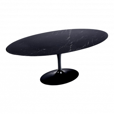 Saarinen & Knoll International: "Tulip" table, marquina marble and black rilsan