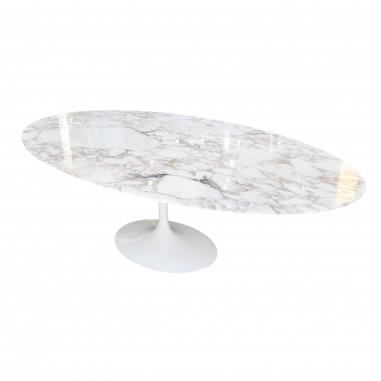 Saarinen & Knoll International: Table "tulipe", marbre Calacatta oro et rilsan blanc 244 cm