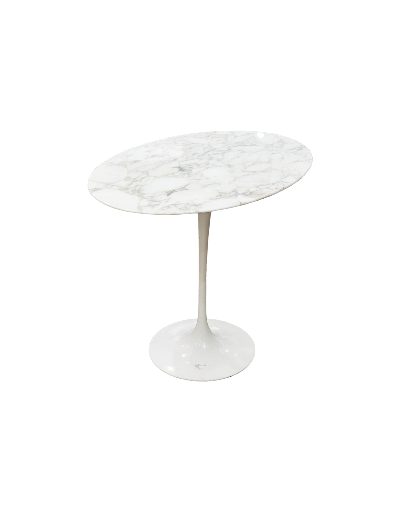 Eero SAARINEN (1910-1961), Edition Knoll : Guéridon rond en marbre aluminium et Rilsan blanc