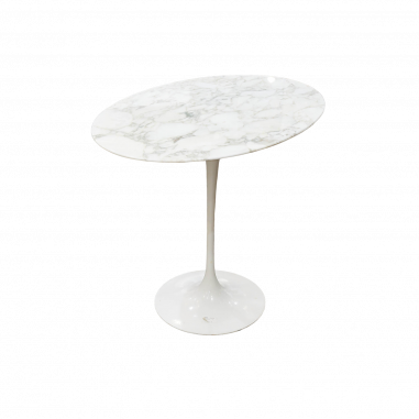 Eero SAARINEN (1910-1961), Edition Knoll : Guéridon rond en marbre aluminium et Rilsan blanc