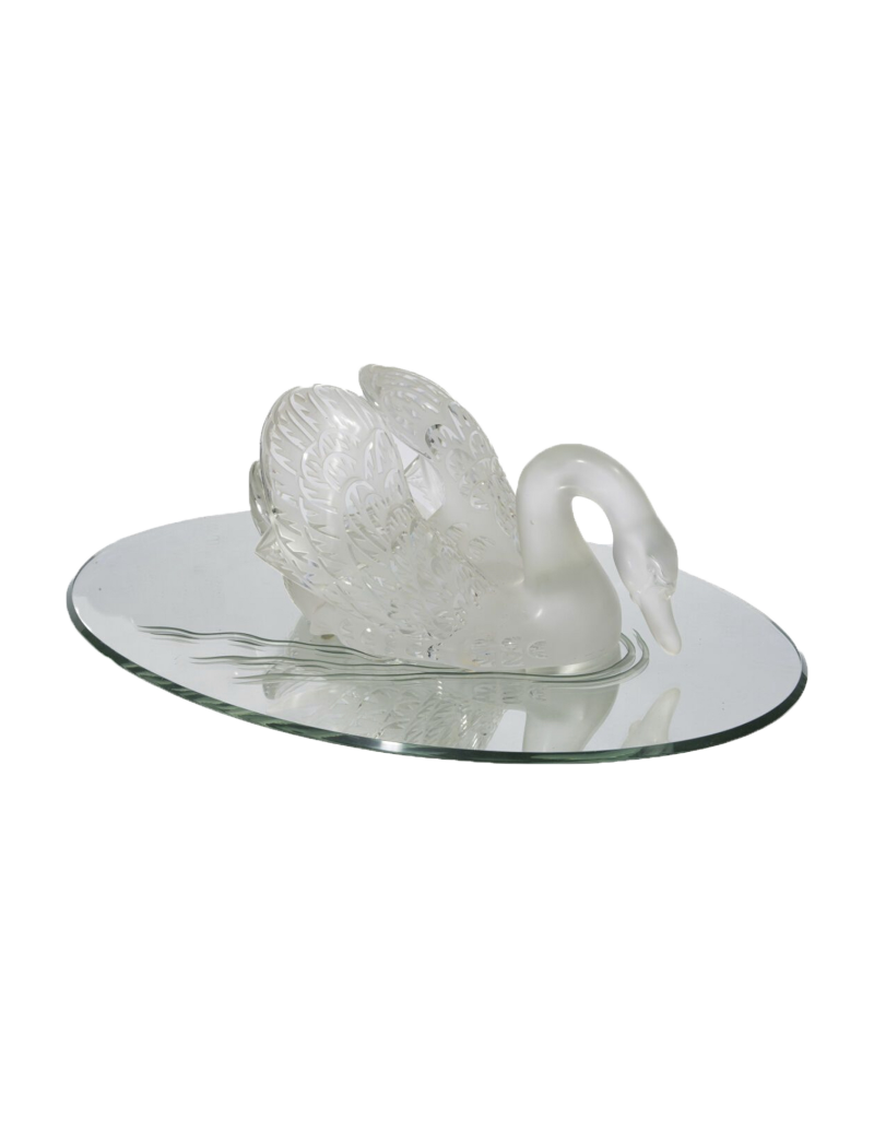 Cristal Lalique : Cygne "Tête baissée" en cristal incolore