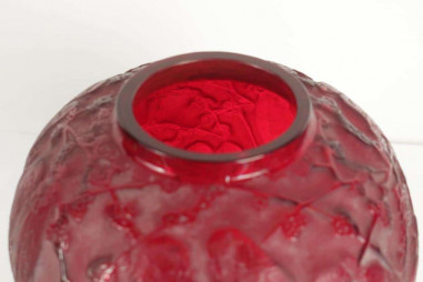 René Lalique : Vase "Perruches" rouge