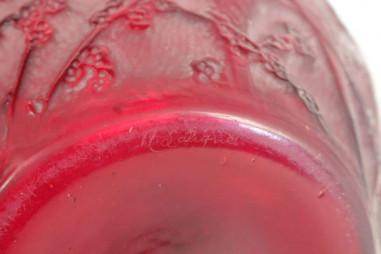 René Lalique : Vase "Perruches" rouge