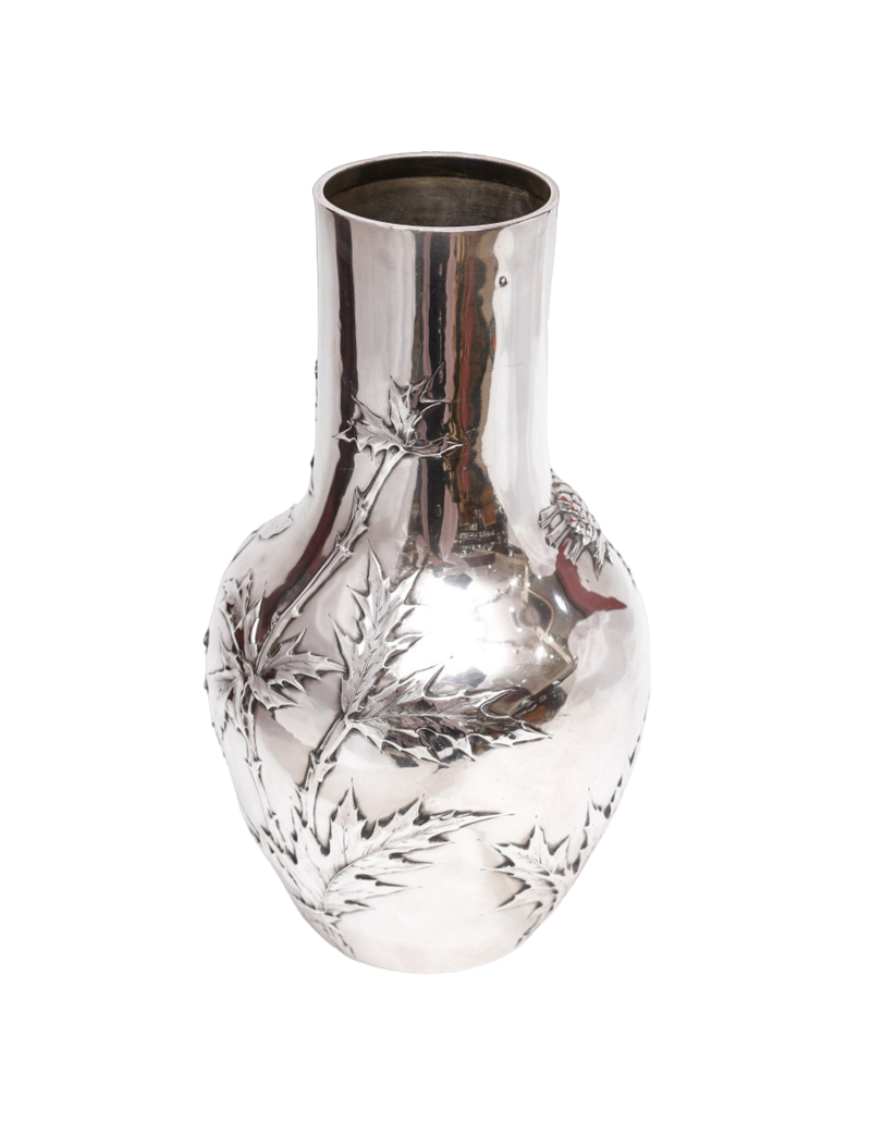 Edmond Tetard – Vase aux chardons argent massif époque art nouveau