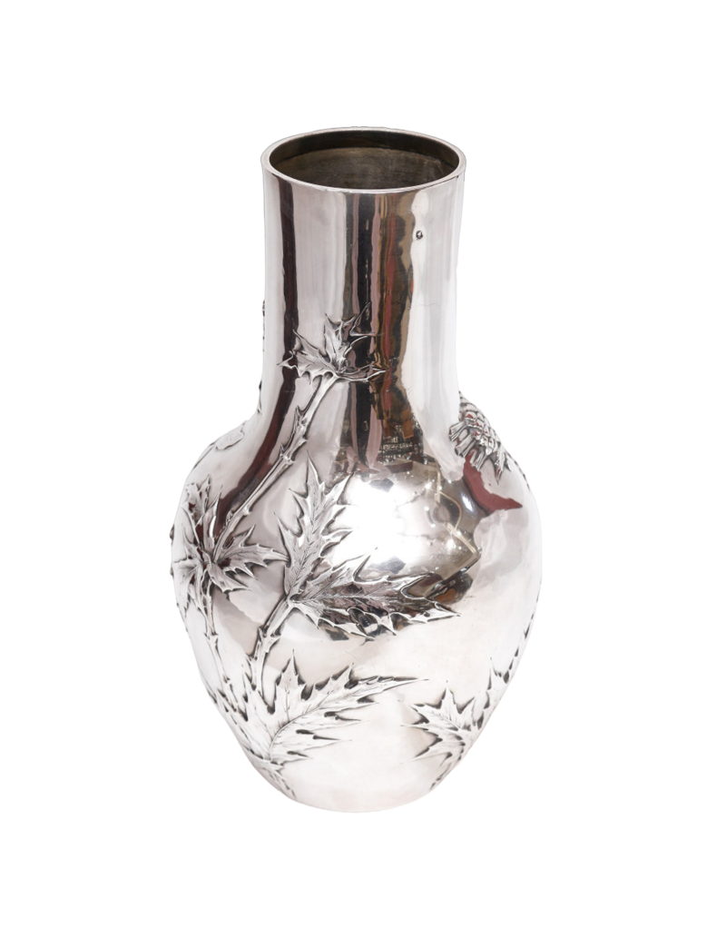 Edmond Tetard - Vase with thistles sterling silver art nouveau period