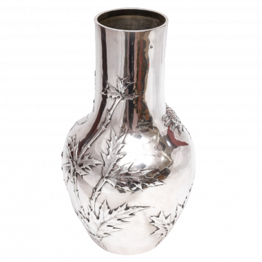 Edmond Tetard – Vase aux chardons argent massif époque art nouveau