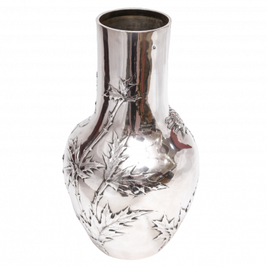 Edmond Tetard - Vase with thistles sterling silver art nouveau period