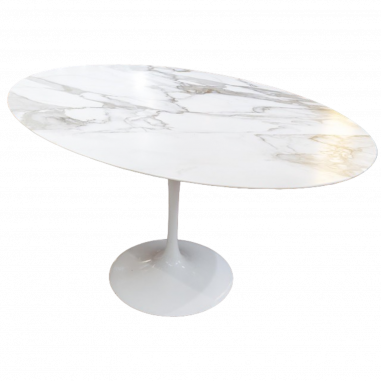 Eero Saarinen &  Knoll : Table « Tulip ovale » calacatta oro