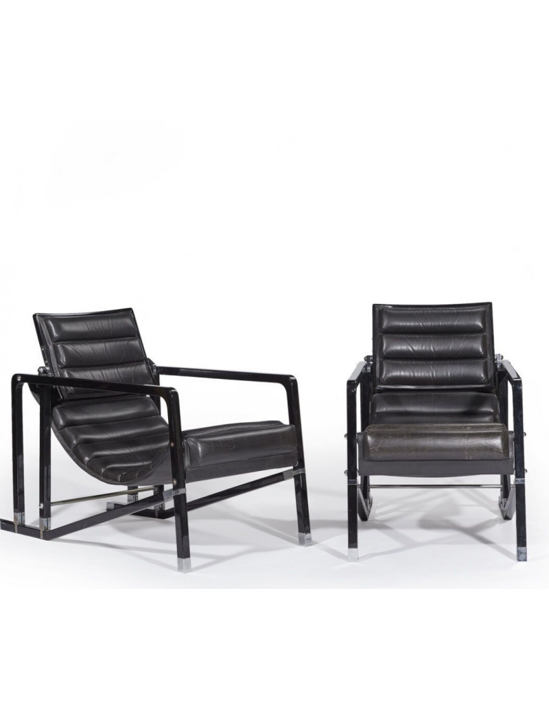 Pair of "Transat" armchairs, original design circa 1926