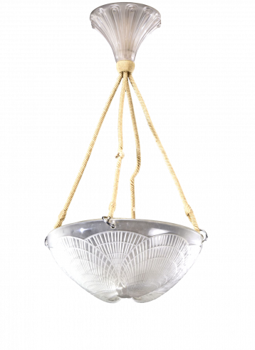 René Lalique: "Shell" glass ceiling light  art deco from 1921