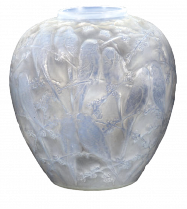 René Lalique ,Vase en verre « Perruches » 1919