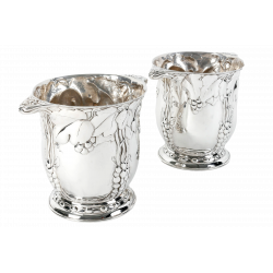 JEAN SERRIERE - EXCEPTIONEL  PAIRE DE RAFRAICHISSOIRS EN ARGENT VERS 1925