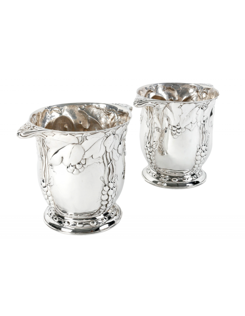 JEAN SERRIERE - EXCEPTIONAL  PAIR OF SILVER COOLERS CIRCA 1925