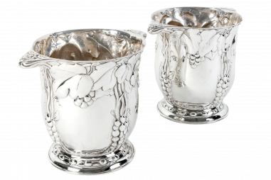 JEAN SERRIERE - EXCEPTIONAL  PAIR OF SILVER COOLERS CIRCA 1925