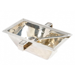 Jean PUIFORCAT (1897-1945) Saucière et sa cuillère de forme rectangulaire en argent Minerve