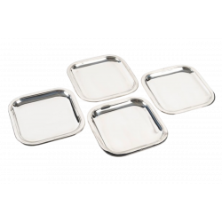 J.E. PUIFORCAT - SUITE DE 4 PLATS DE PRESENTATION  CARRÉS EN ARGENT MASSIF ART DECO 1930