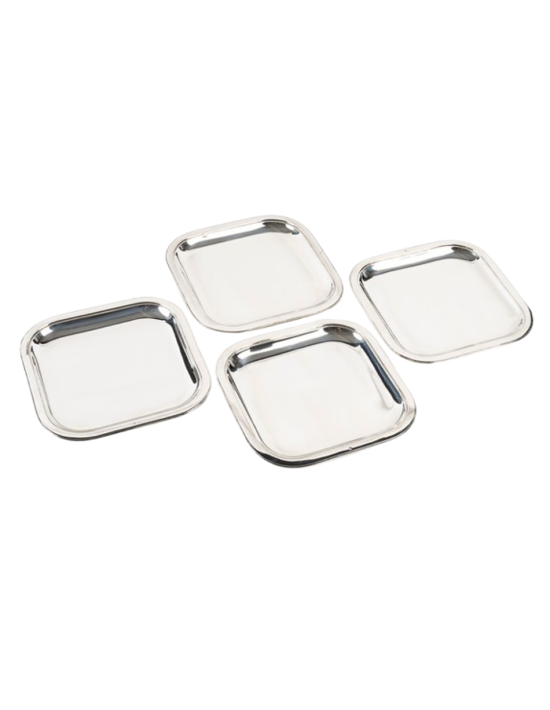 J.E. PUIFORCAT - SUITE OF 4 SQUARE PRESENTATION DISHES IN ART DECO SILVER 1930