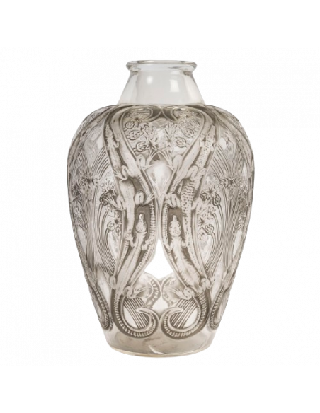 René Lalique,1913 : Vase “Lézards et Bluets”