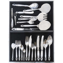 GEORG JENSEN , Ménagère “ Acorn ” Solid silver 925