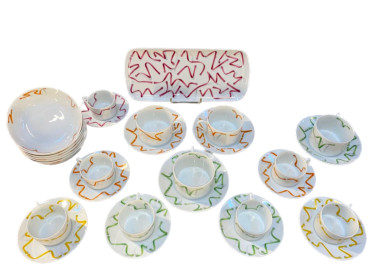 HERMES, “Ribbons” Porcelain dinner...